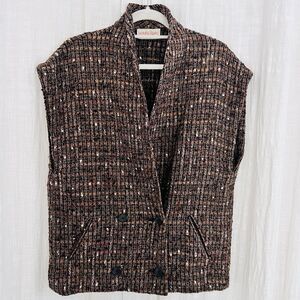 Vintage Betty Hanson Wool Tweed Button Down Pocketed Vest -Womens 10 Made in USA